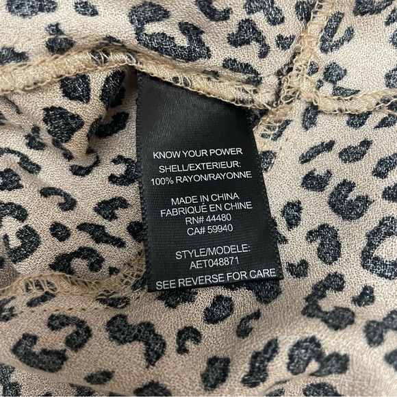 AFRM x Nordstrom Two-Tone Animal Print Long Sleeve Crop Front Tie Blouse - Picture 8 of 9